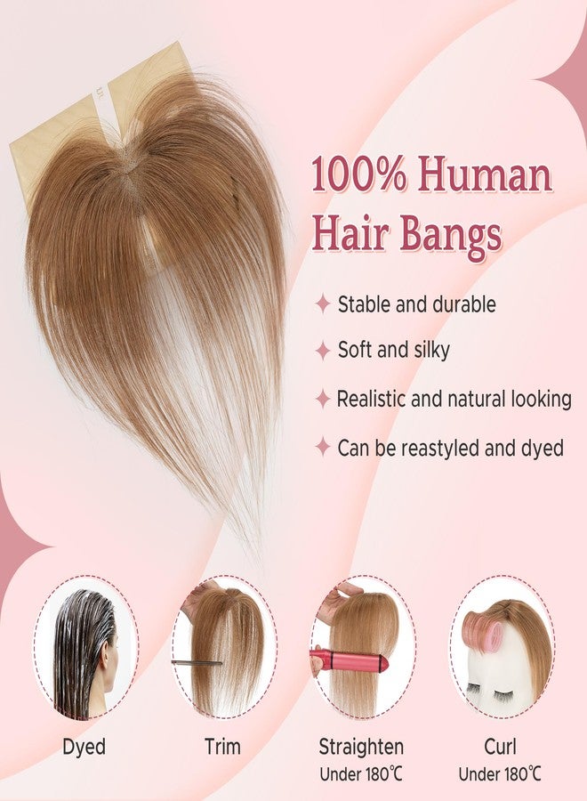 سيجو وصلات شعر سيجو بمشبك، غرة جانبية، شعر بشري طبيعي، قاعدة مربوطة يدويًا، حواف غير مرئية، وصلات شعر ناعمة قابلة للتهوية للنساء - جانبي - رقم 6 بني فاتح - Image 5